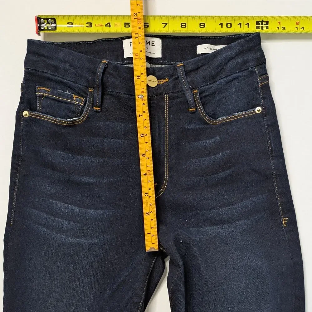 FRAME Le Crop Mini Boot Jeans 27 Cabana Dark Blue Flare 24" Inseam - Picture 7 of 10